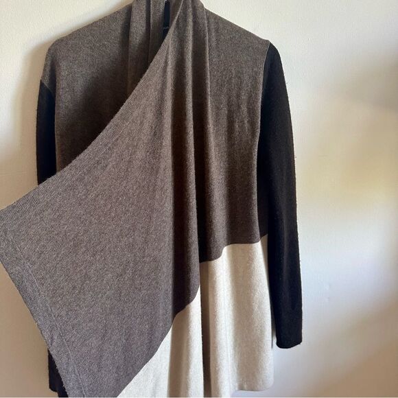 Aqua Cashmere/Wool Blend Color Block Cardigan Size M - Picture 3 of 5